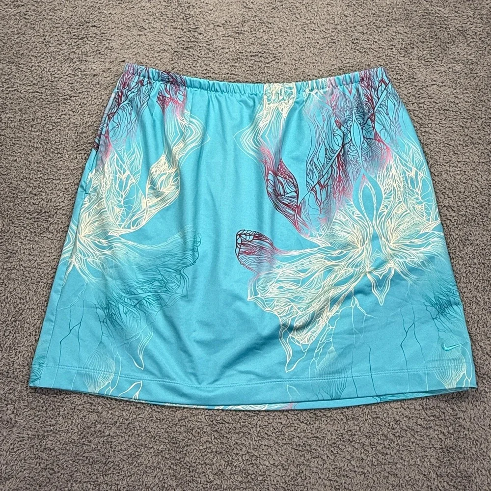Nike Golf Skort Womens Medium Blue Abstract Print FIT DRY Pockets Skirt Preppy